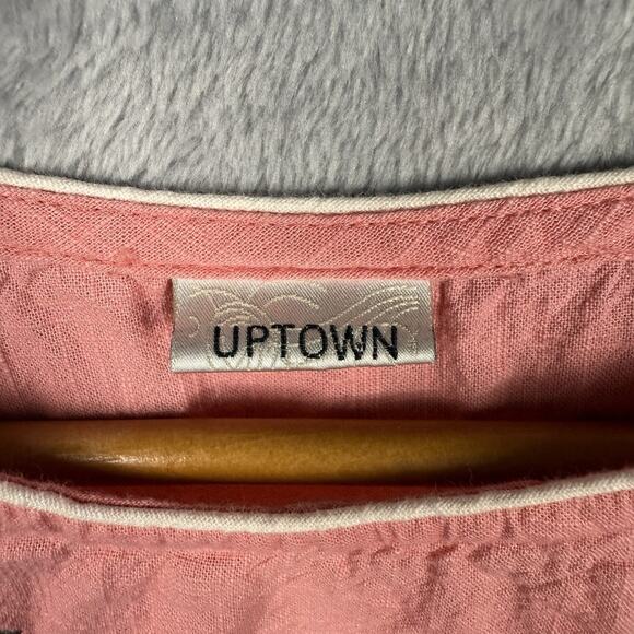 Vtg‎ Linen Women’s Dress Pink Floral Embroidered Cottagecore S Feminine Retro - Picture 4 of 9